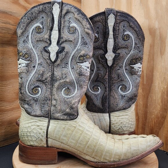 El General Caiman Alligator Cowboy Boots Eagle Western Gator Cowboy Boots Size 9 - Picture 11 of 15